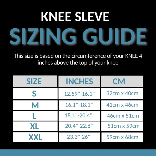 Zorch Knee Compression Sleeve Support size chart